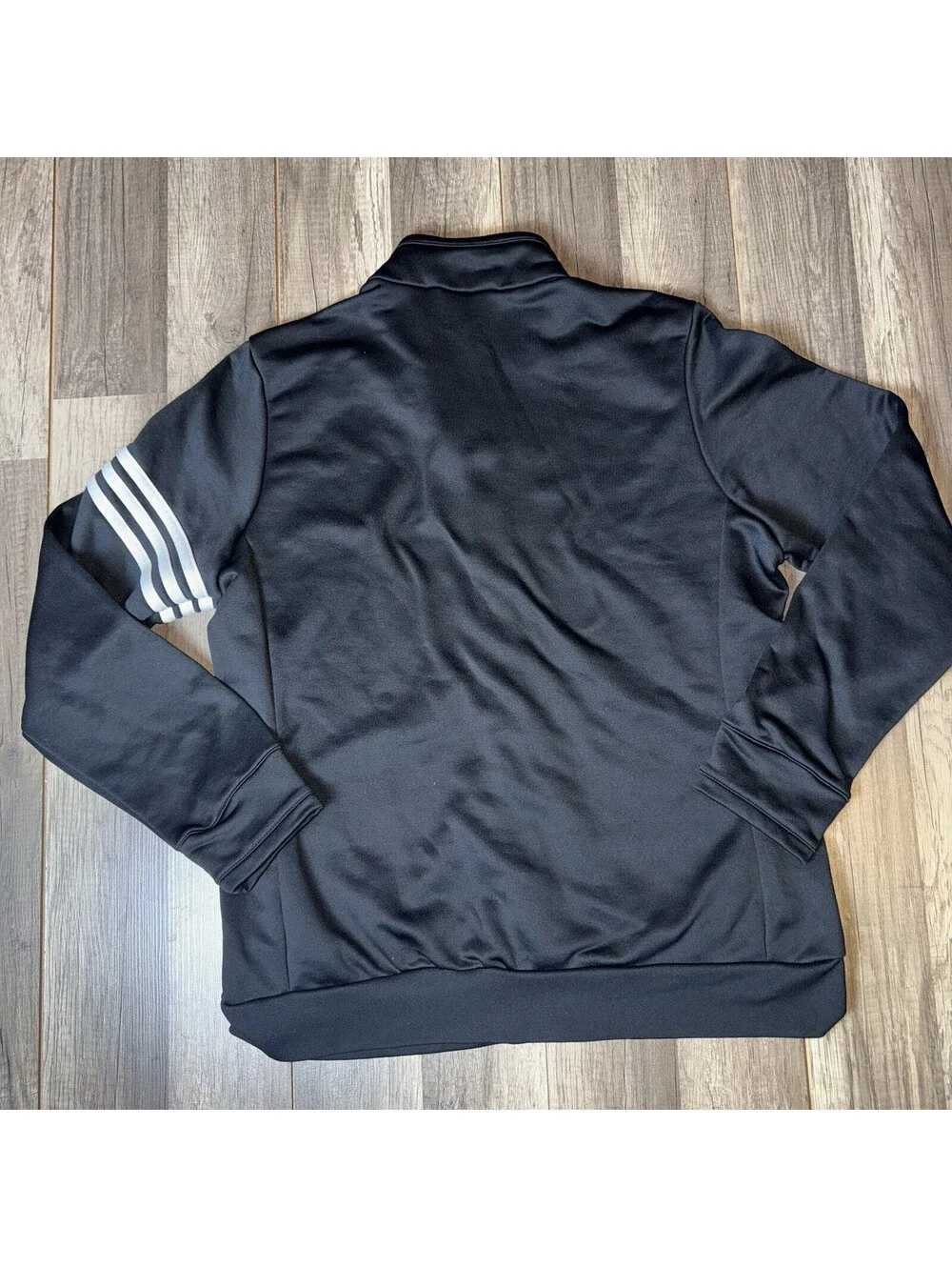 Adidas Men’s XL Black Full Zip Track Jacket Athletic Streetwear White Stripe